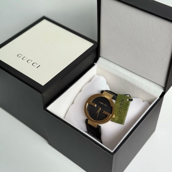 Gucci Interlocking G Gold PVD Watch - Black Dial - Authentic w/ Papers - Picture 4 of 14
